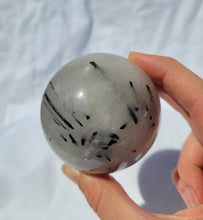 Load image into Gallery viewer, Black Tourmaline in Quartz Sphere
